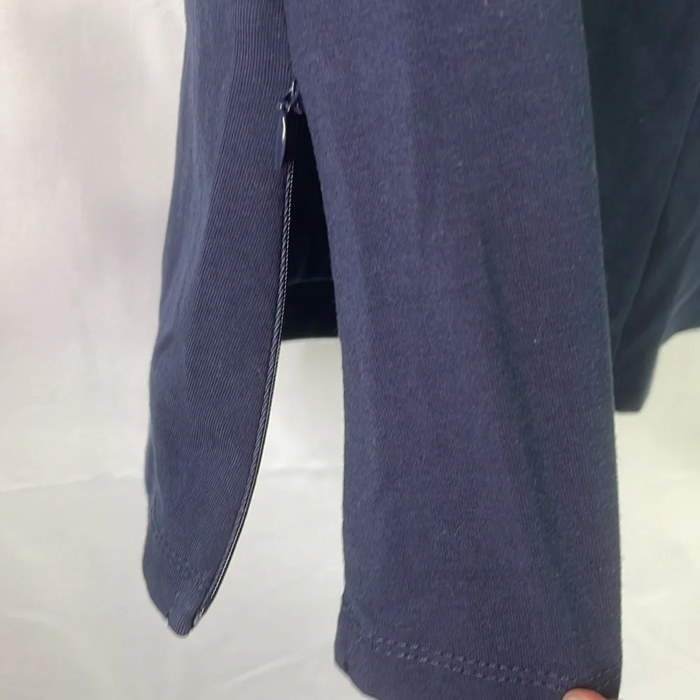 Navy blue knit, athletic skirt, side, zippers